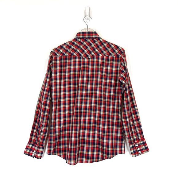 VTG Saturdays In California Men Western Plaid Pearl Snap Shirt Medium Hipster - Picture 5 of 5